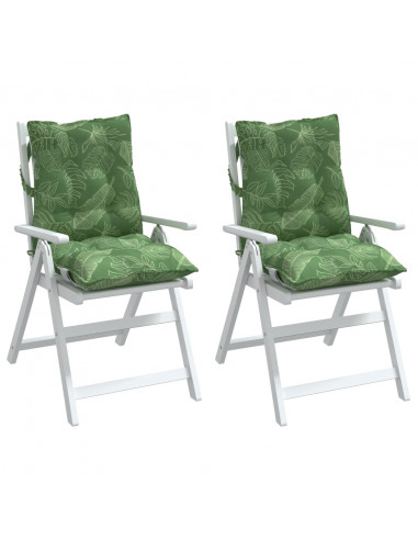 Cuscini Sedia Schienale Basso 2 pz Motivo Foglie Tessuto Oxford