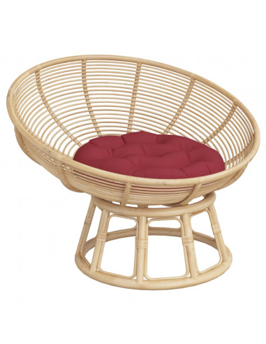 Cuscino Rotondo Rosso Vino Ø 60x11 cm in Tessuto Oxford