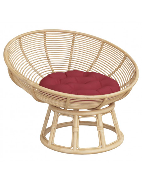 Cuscino Rotondo Rosso Vino Ø 60x11 cm in Tessuto Oxford