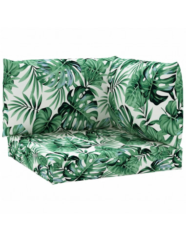 Cuscini per Pallet 3 pz Motivo a Foglie in Tessuto Oxford