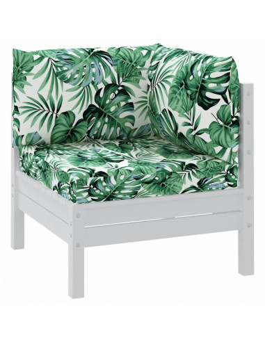 Cuscini per Pallet 3 pz Motivo a Foglie in Tessuto Oxford