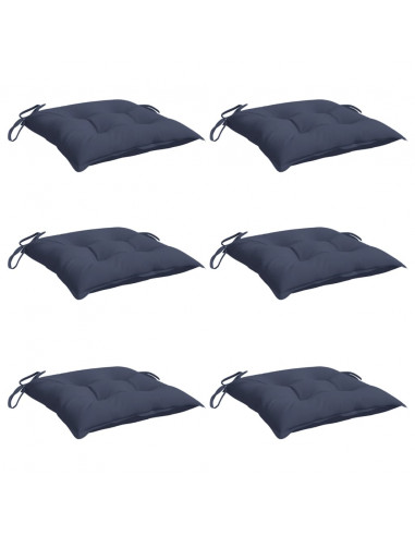 Cuscini per Sedia 6 pz Blu Marino 40x40x7 cm in Tessuto Oxford