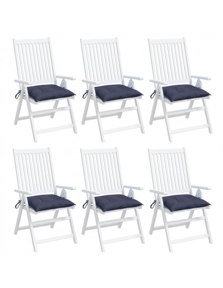 Cuscini per Sedia 6 pz Blu Marino 40x40x7 cm in Tessuto Oxford