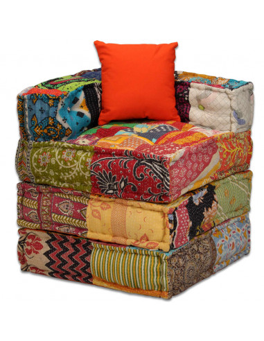 Pouf Modulare a 4 Posti in Tessuto Patchwork