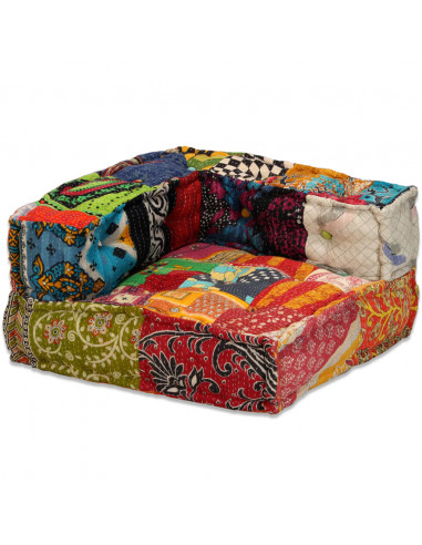 Pouf Modulare a 4 Posti in Tessuto Patchwork