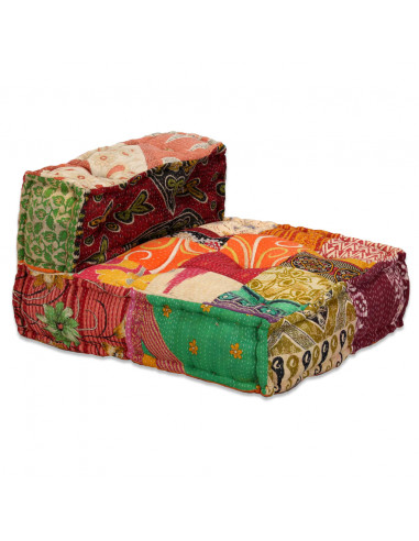 Pouf Modulare a 4 Posti in Tessuto Patchwork