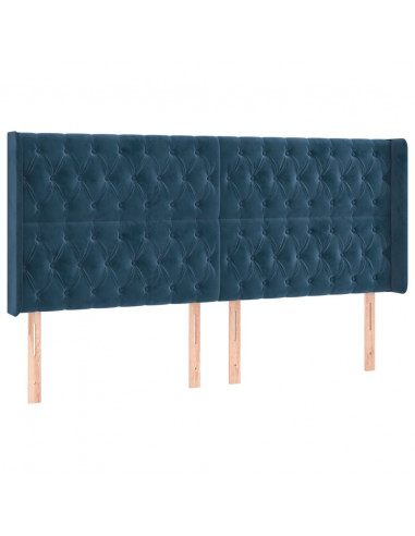 Testiera ad Orecchio Blu Scuro 203x23x118/128 cm in Velluto