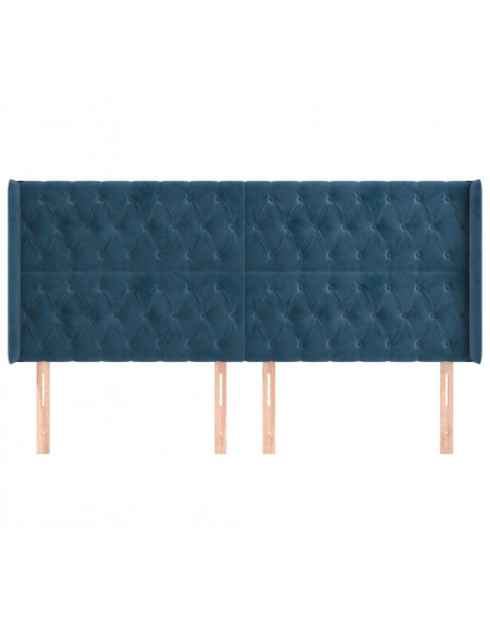 Testiera ad Orecchio Blu Scuro 203x23x118/128 cm in Velluto