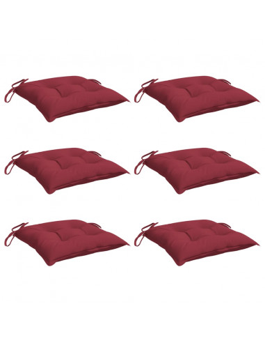 Cuscini per Sedia 6 pz Rosso Vino 40x40x7 cm in Tessuto Oxford