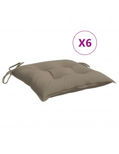 Cuscini per Sedia 6 pz Tortora 40x40x7 cm in Tessuto Oxford 2