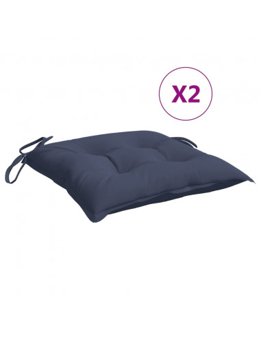 Cuscini per Sedia 2 pz Blu Marino 50x50x7 cm in Tessuto Oxford