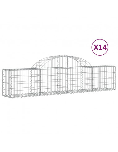 Cesti Gabbioni ad Arco 14 pz 200x30x40/60 cm Ferro Zincato