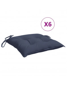 Cuscini per Sedia 6 pz Blu Marino 50x50x7 cm in Tessuto Oxford 2