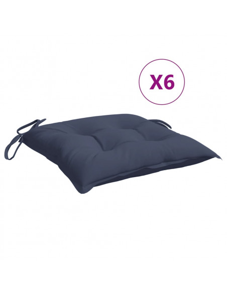 Cuscini per Sedia 6 pz Blu Marino 50x50x7 cm in Tessuto Oxford