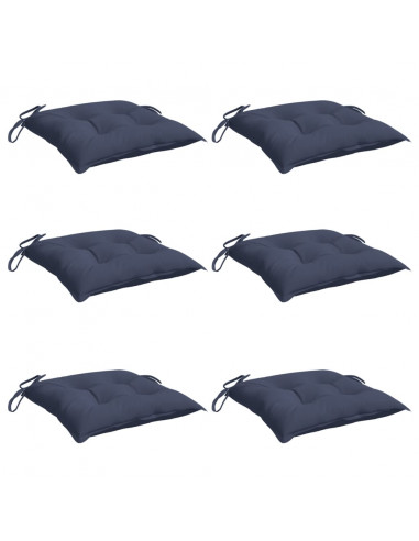 Cuscini per Sedia 6 pz Blu Marino 50x50x7 cm in Tessuto Oxford