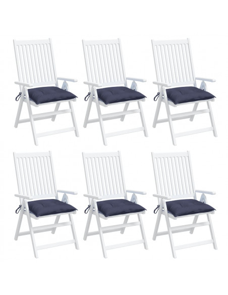 Cuscini per Sedia 6 pz Blu Marino 50x50x7 cm in Tessuto Oxford