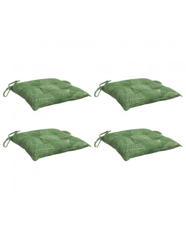 Cuscini per Sedia 4 pz Motivo a Foglie 40x40x7 cm Tessuto