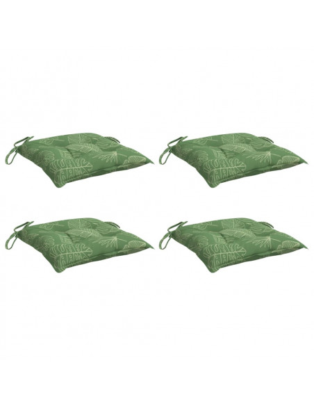 Cuscini per Sedia 4 pz Motivo a Foglie 40x40x7 cm Tessuto