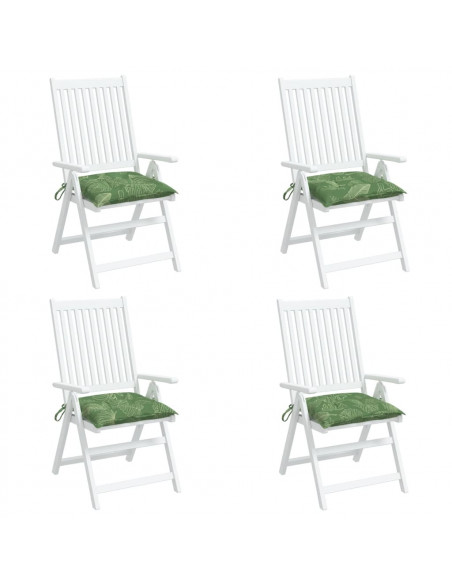 Cuscini per Sedia 4 pz Motivo a Foglie 40x40x7 cm Tessuto