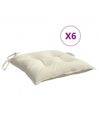 Cuscini per Sedia 6 pz Bianco Crema 50x50x7cm in Tessuto Oxford