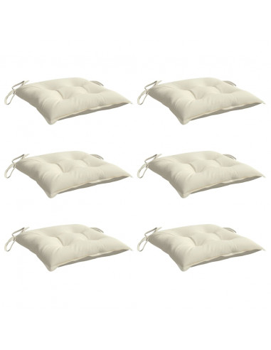 Cuscini per Sedia 6 pz Bianco Crema 50x50x7cm in Tessuto Oxford