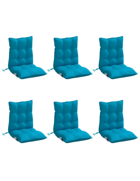 Cuscini Sedia Schienale Basso 6 pz Azzurro in Tessuto Oxford