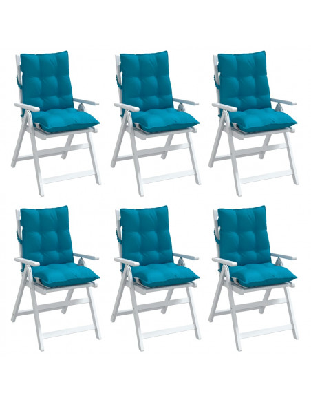 Cuscini Sedia Schienale Basso 6 pz Azzurro in Tessuto Oxford