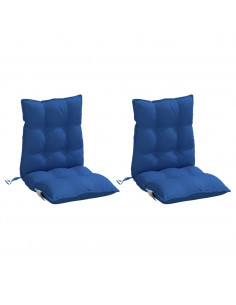 Cuscini Sedia con Schienale Basso 2 pz Blu Reale Tessuto Oxford 2