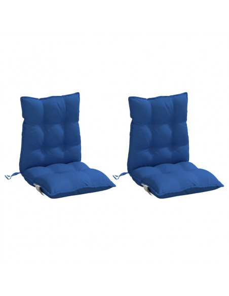 Cuscini Sedia con Schienale Basso 2 pz Blu Reale Tessuto Oxford