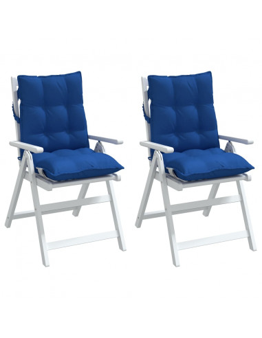 Cuscini Sedia con Schienale Basso 2 pz Blu Reale Tessuto Oxford
