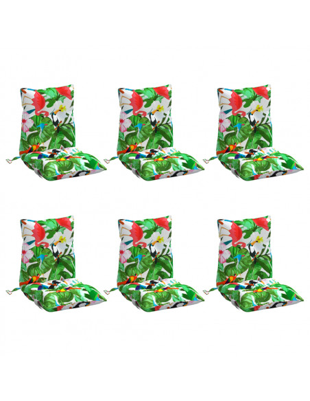 Cuscini Sedia Schienale Basso 6pz Multicolore in Tessuto Oxford