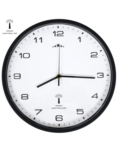 Orologio a Parete Radiocontrollato al Quarzo 31cm Bianco e Nero
