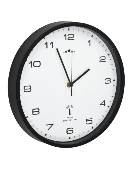 Orologio a Parete Radiocontrollato al Quarzo 31cm Bianco e Nero