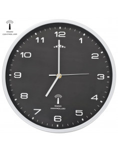 Orologio a Parete Radiocontrollato Movimento Quarzo 31 cm Nero 2
