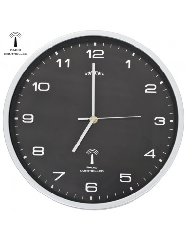Orologio a Parete Radiocontrollato Movimento Quarzo 31 cm Nero