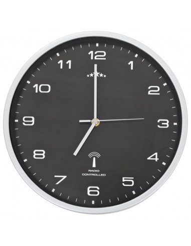 Orologio a Parete Radiocontrollato Movimento Quarzo 31 cm Nero