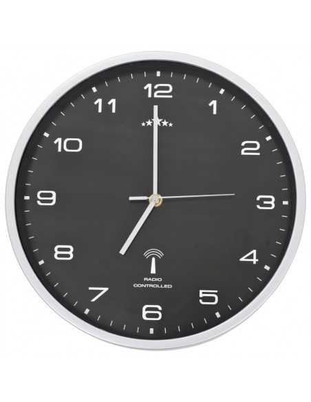 Orologio a Parete Radiocontrollato Movimento Quarzo 31 cm Nero