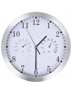 Orologio da Parete al Quarzo Igrometro Termometro 30 cm Bianco 2