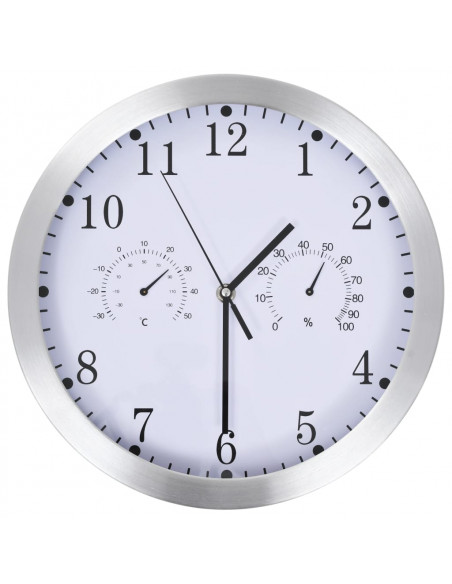 Orologio da Parete al Quarzo Igrometro Termometro 30 cm Bianco