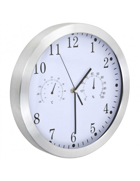 Orologio da Parete al Quarzo Igrometro Termometro 30 cm Bianco