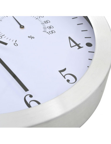 Orologio da Parete al Quarzo Igrometro Termometro 30 cm Bianco