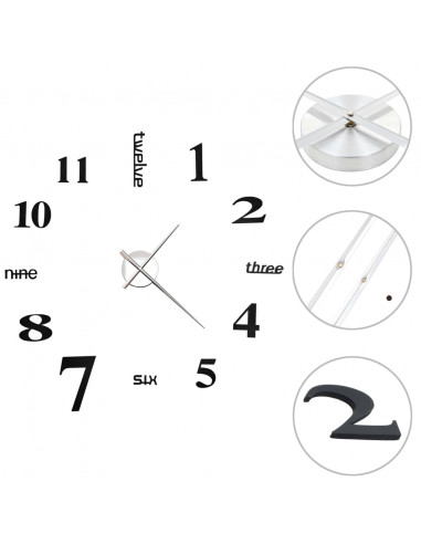 Orologio da Parete 3D in Stile Moderno 100cm XXL Nero