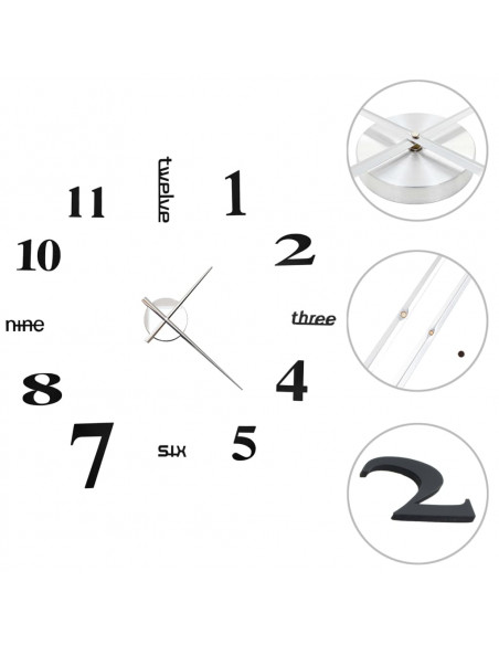 Orologio da Parete 3D in Stile Moderno 100cm XXL Nero
