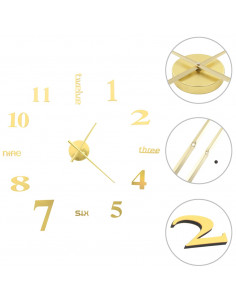 Orologio da Parete 3D in Stile Moderno 100cm XXL Oro 2