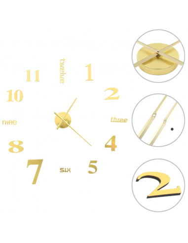 Orologio da Parete 3D in Stile Moderno 100cm XXL Oro