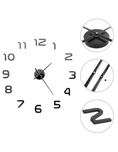 Orologio da Parete 3D in Stile Moderno 100cm XXL Nero