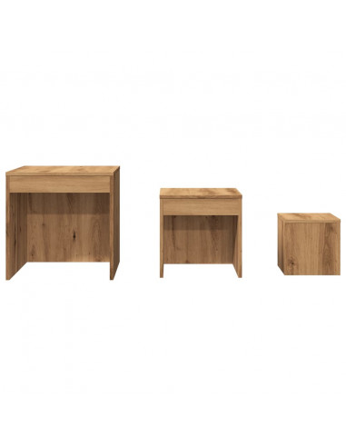 Tavolini Impilabili 3 pz Rovere Artigianale Legno Multistrato