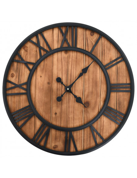 Orologio da Parete Vintage al Quarzo Legno e Metallo 60 cm XXL