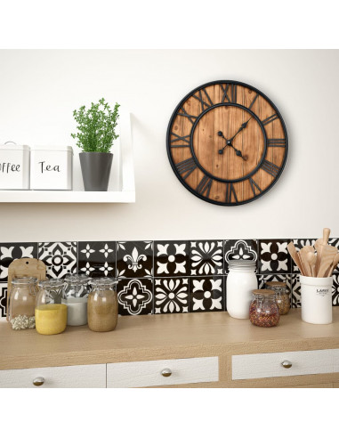 Orologio da Parete Vintage al Quarzo Legno e Metallo 60 cm XXL
