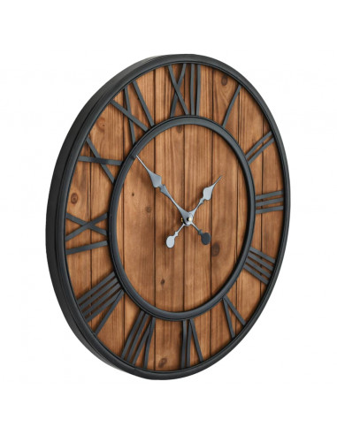 Orologio da Parete Vintage al Quarzo Legno e Metallo 60 cm XXL